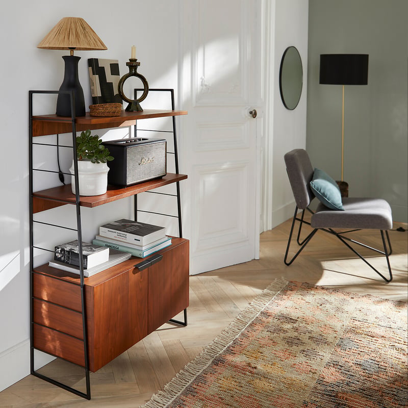 La Redoute Interieurs Bücherregal Aus Stahl Und Walnussfurnier, Höhe 123 Cm, Watford