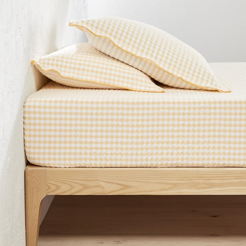 La Redoute Interieurs Spannbettlaken Aus Seersucker-baumwolle, Steghöhe 30 Cm, Cottage Gelb