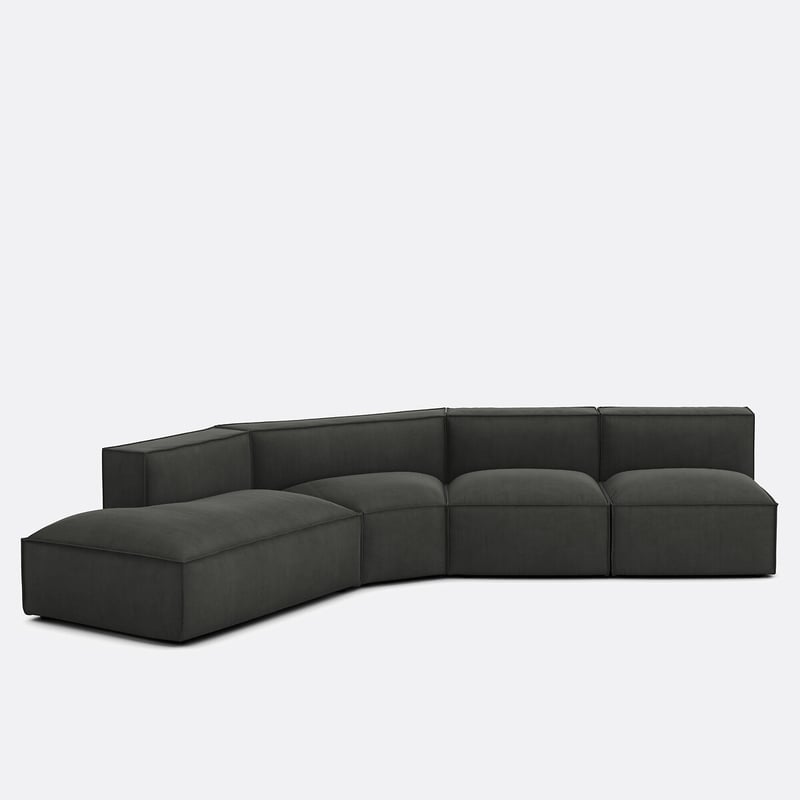 Offenes Ecksofa Seven Links, 4 Elemente, Cordsamt