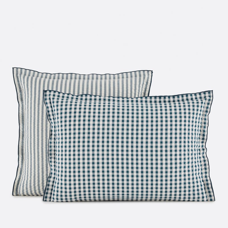 La Redoute Interieurs Kopfkissenbezug Seersucker-baumwolle, Cottage Blau