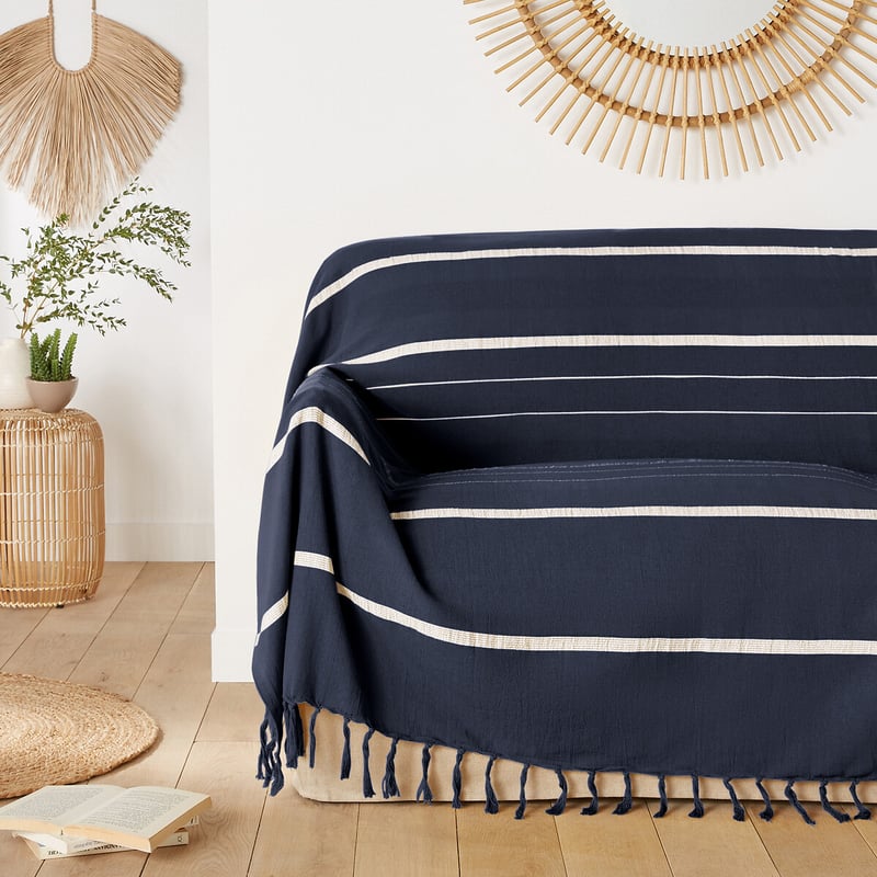 La Redoute Interieurs Gestreifter Sofa-überwurf Nedo Mit Fransen, Baumwolle