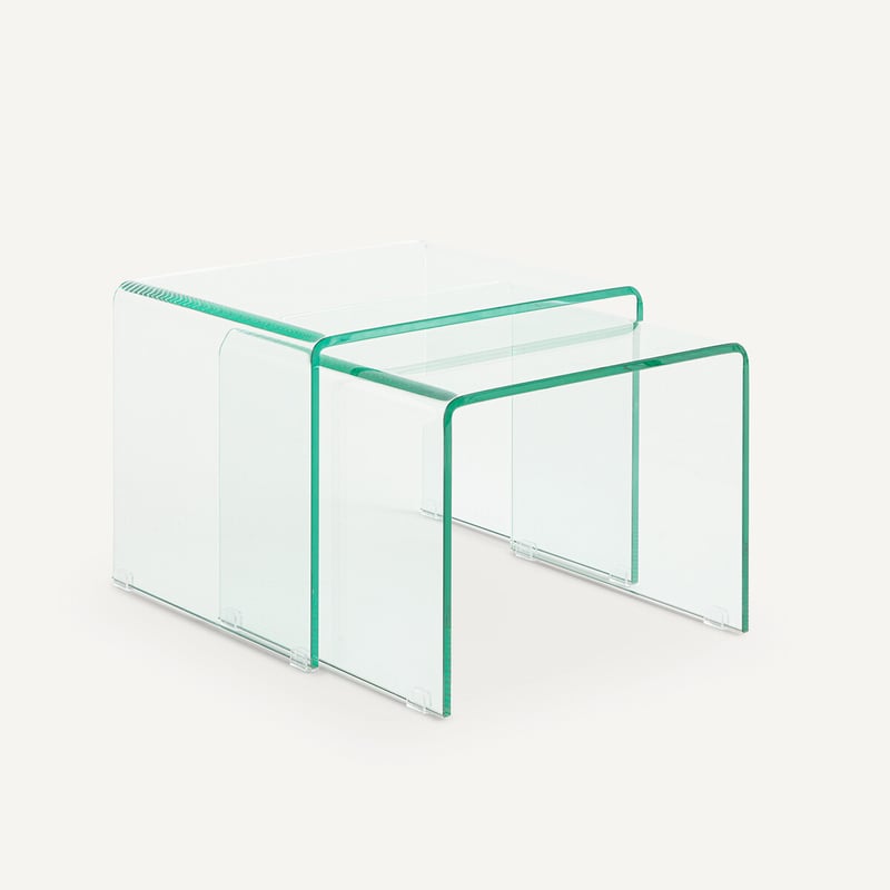 Am.pm 2er-set Beistelltische Cristalline, Gehärtetes Glas
