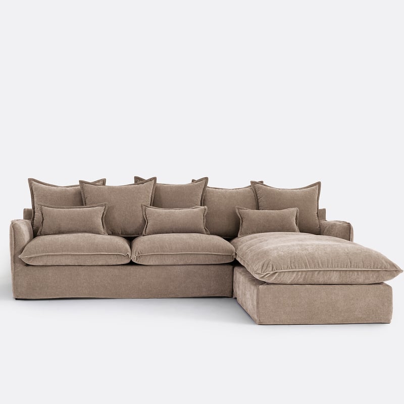 Sofa Odna, Rechtwinklig, Mit Schlaffunktion Und Abnehmbarem Bezug, 4-sitzer, Aus Meliertem Polyester