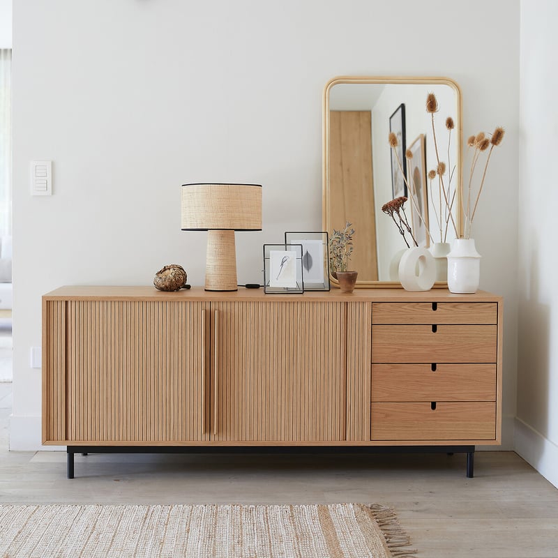 La Redoute Interieurs Sideboard Strio Mit Schiebetüren, Eichenfurnier