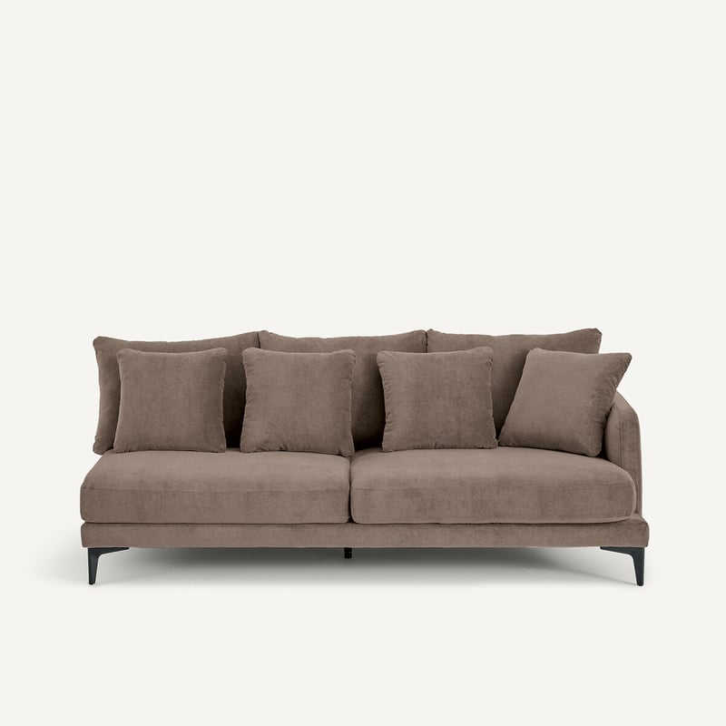 Am.pm X Emmanuel Gallina 3-sitzer Halbsofa In Velours Stone, Moderniste, Design Emmanuel Gallina
