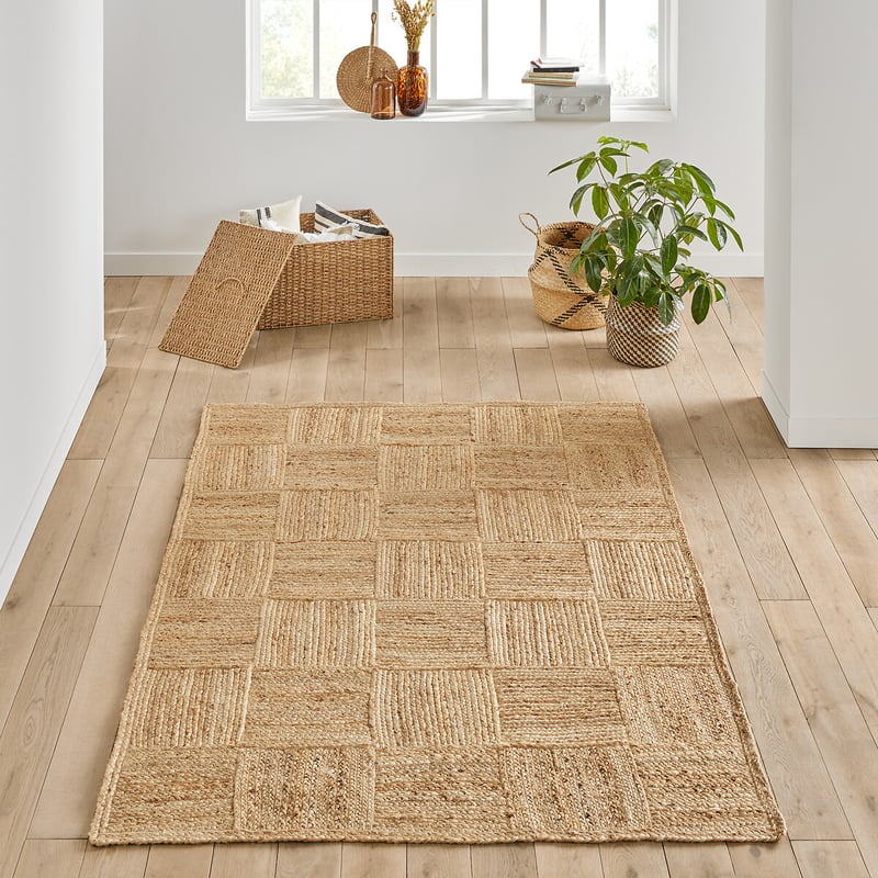 Teppich Mulfier, Jute Mit Karostruktur