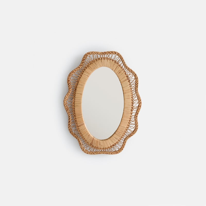 La Redoute Interieurs Spiegel In Blumenform, Rattan, Durchmesser 28 Cm, Roza