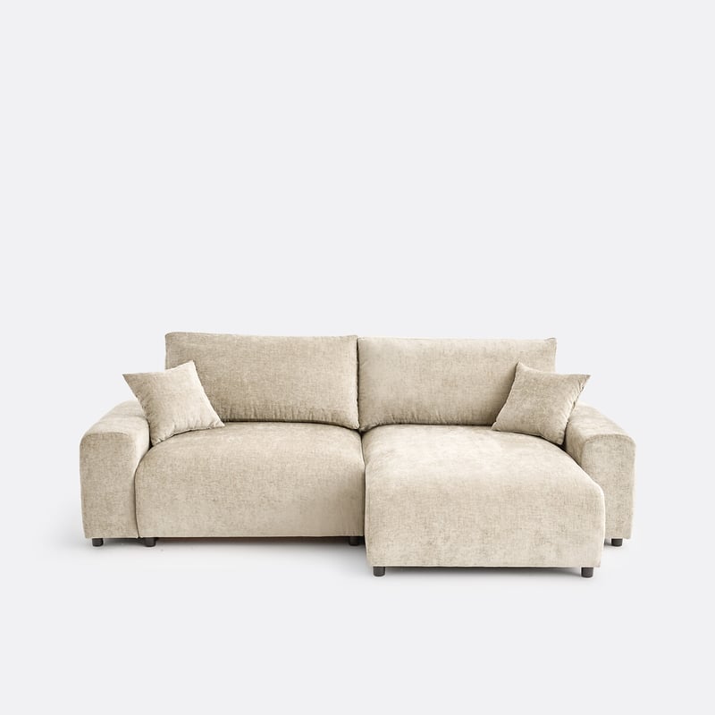 Ecksofa, Umwandelbar, 3-sitzer Mit Truhe, Aus Geflammter Chenille, Galene