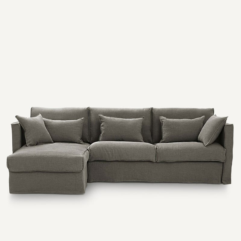 Am.pm Ecksofa Camille, Dickes Leinen Stonewashed