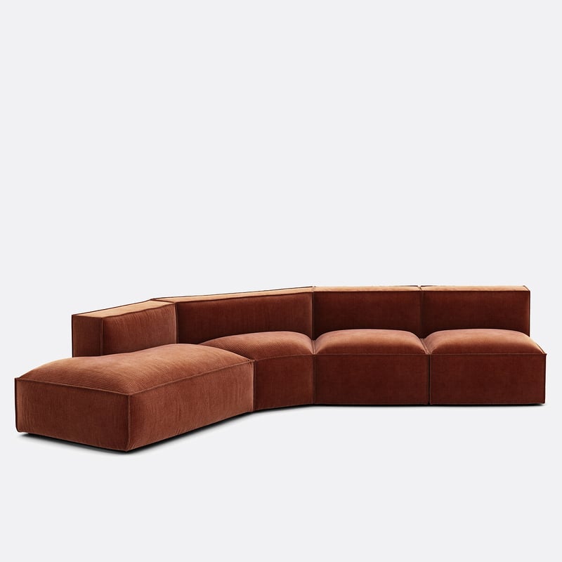 Offenes Ecksofa Seven, Links, 4 Elemente, Vintage-cord