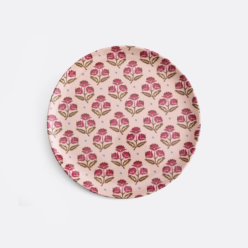 Rundes Tablett Antes, Mit Blumenmuster