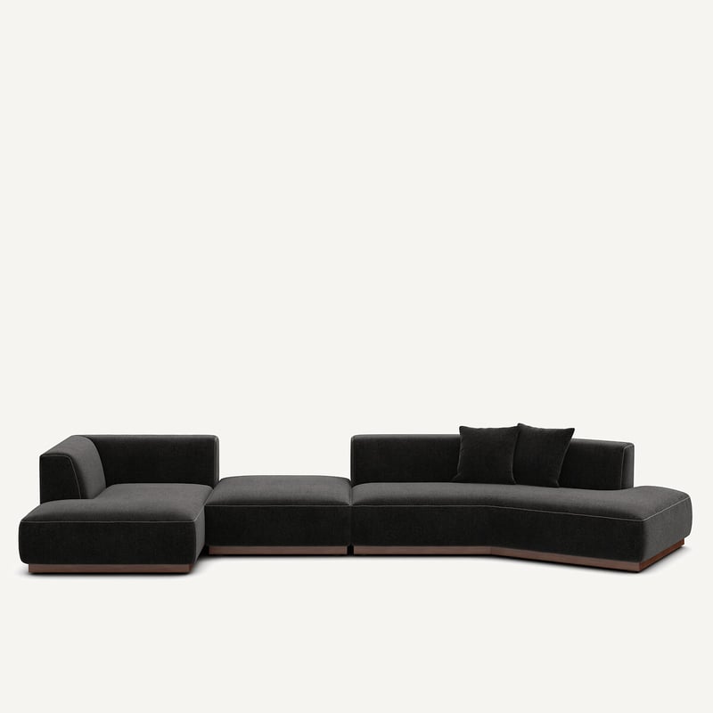 Am.pm Offenes Linkes Ecksofa Mit Fussstütze Aus Chenille-velours, Jacopo