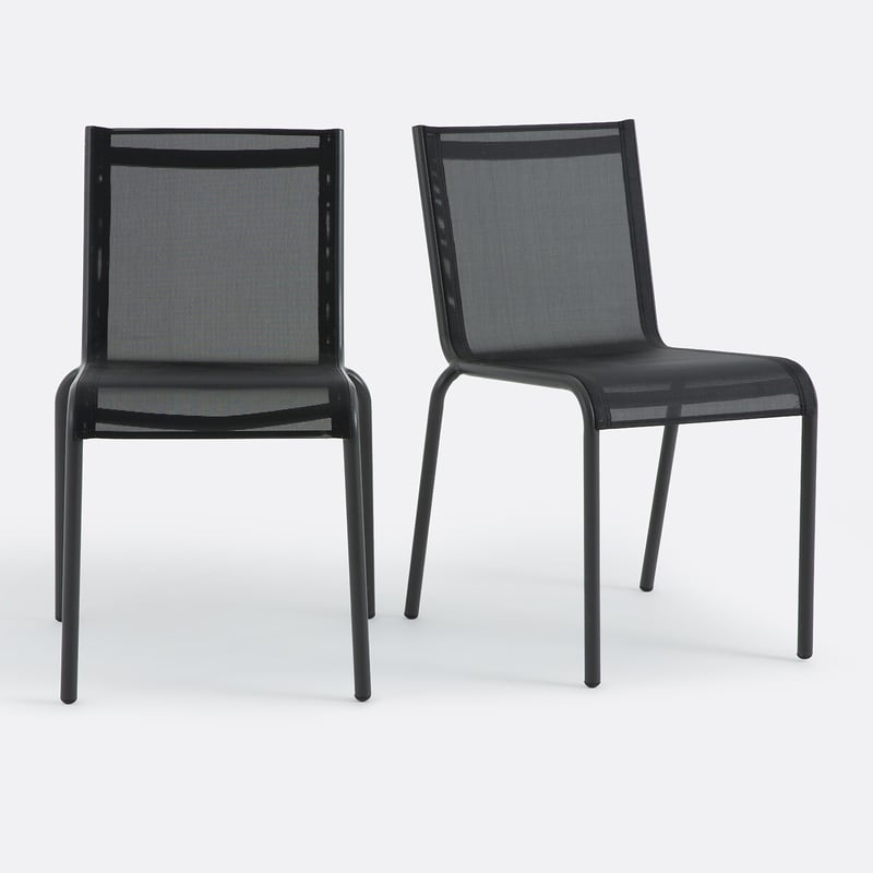 Set Mit 2 Gartenstühlen Aus Aluminium Und Textilene, Zory