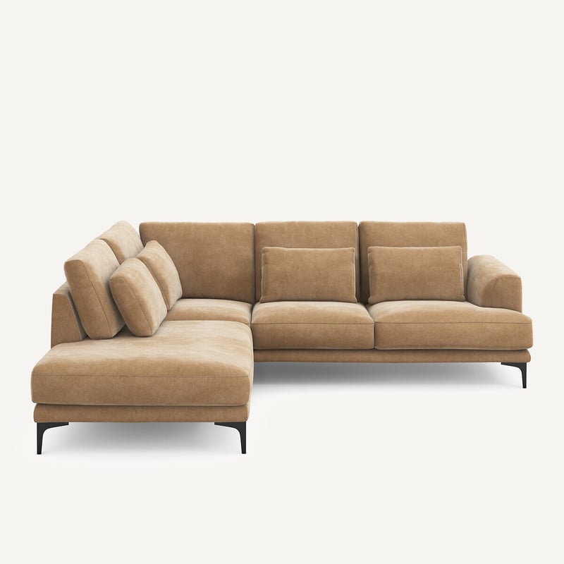 Am.pm Geschlossenes Ecksofa Marsile Mit Ecke Links, Samt Stonewashed