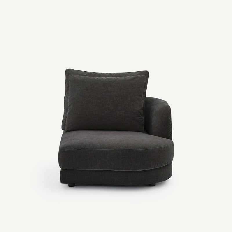 Am.pm Rechtes, Abgerundetes, Modulares Halbsofa Aus Chenille-samt, Tiberio