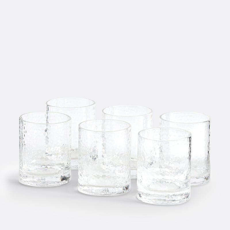 Set Von 6 Wassergläsern Aus Glas Mit Hammerschlag-effekt, Marteo