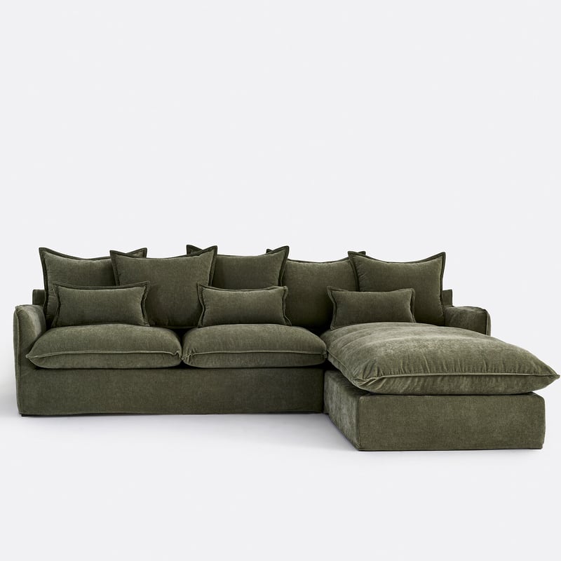 Ecksofa Odna, Rechtwinklig, Abnehmbarer Bezug, 4-sitzer, Aus Meliertem Polyester