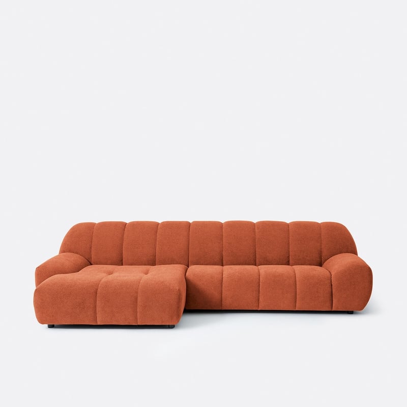 Ecksofa Links, 4-sitzer, Reliefstoff, Nuria