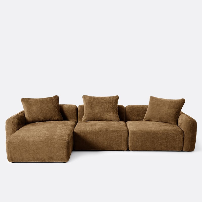 Verstellbares Ecksofa, Links, 3-sitzer, Chenille-jacquard, Amad
