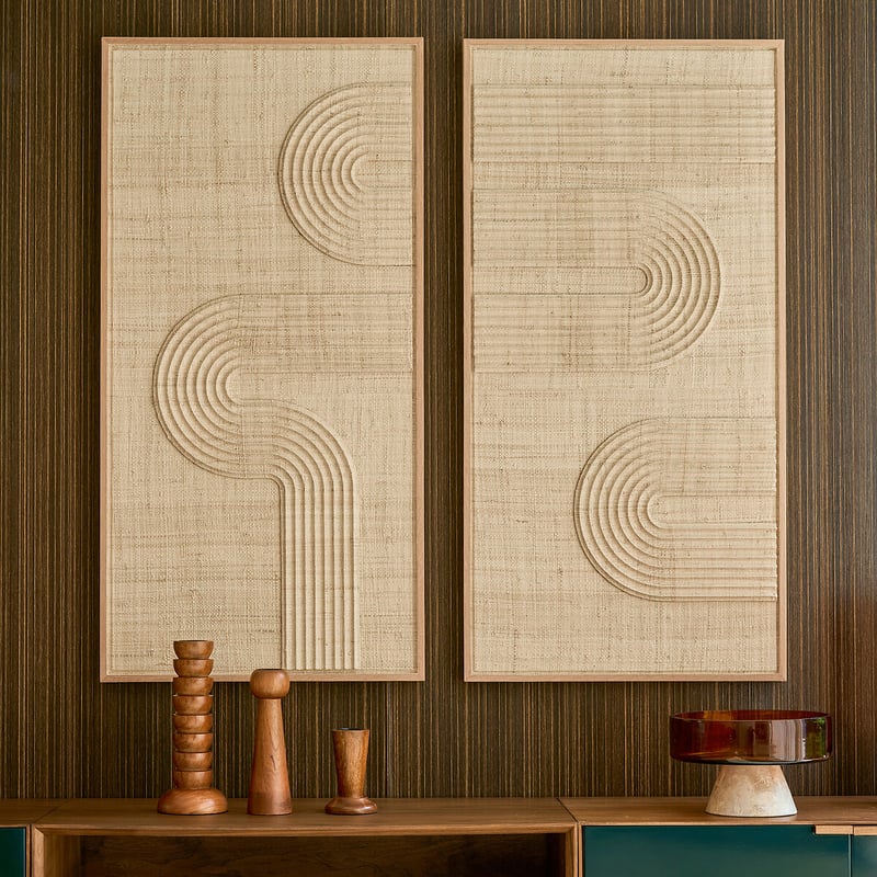 Am.pm 2-teiliger Wandschmuck Telaga, Palmblattgewebe