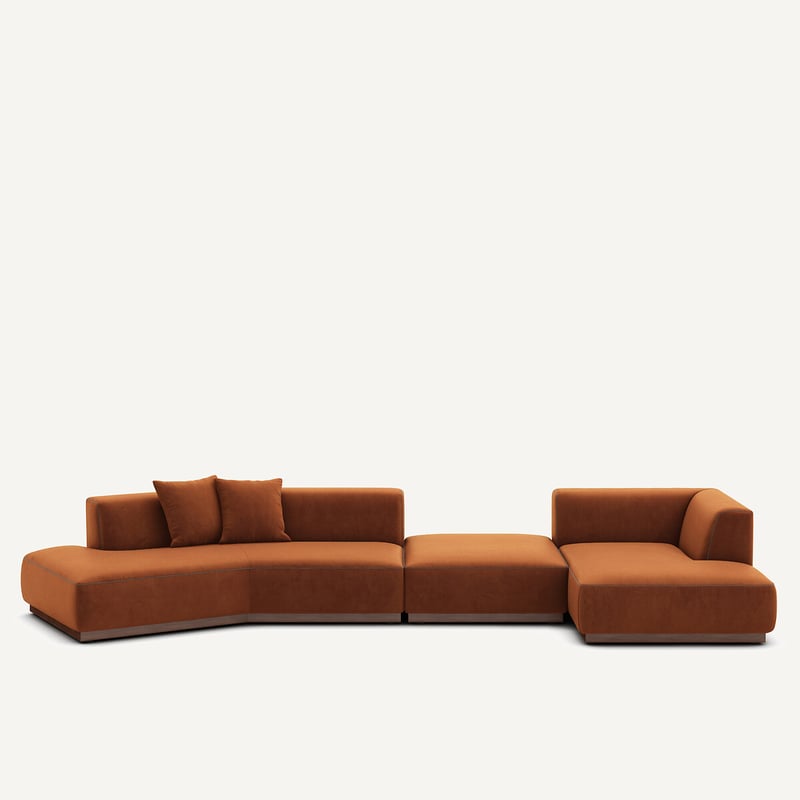Am.pm Offenes Rechtes Ecksofa Mit Fussstütze Aus Velours, Jacopo
