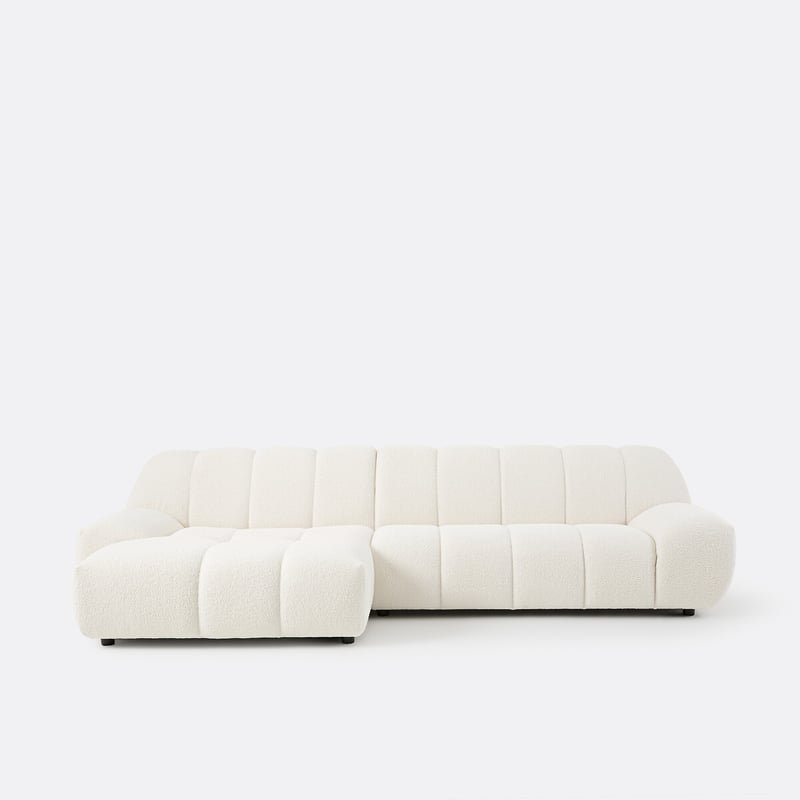 Ecksofa Links, 4-sitzig, Dickes Bouclé, Nuria