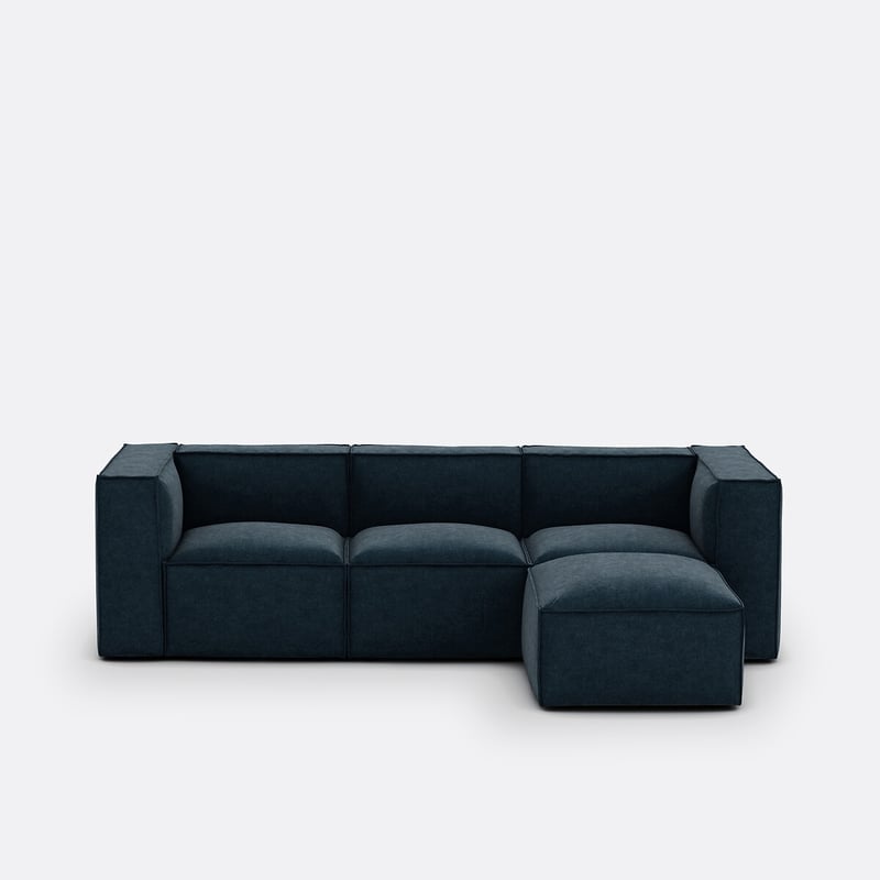 Modulares 3-sitzer-sofa Seven Mit Hocker, Aus Struktursamt