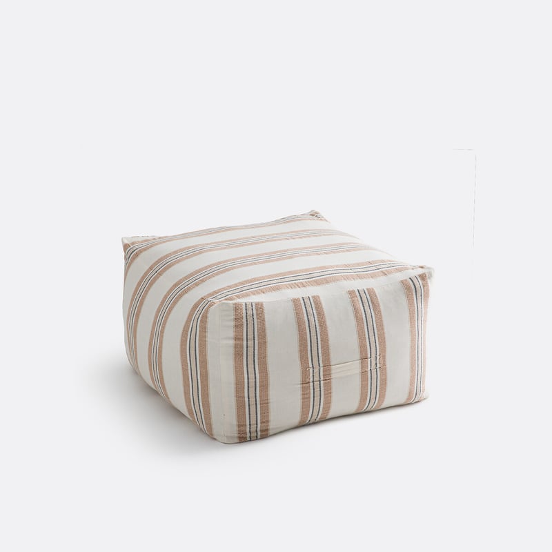 Hocker Aelle Aus Gestreifter Baumwolle