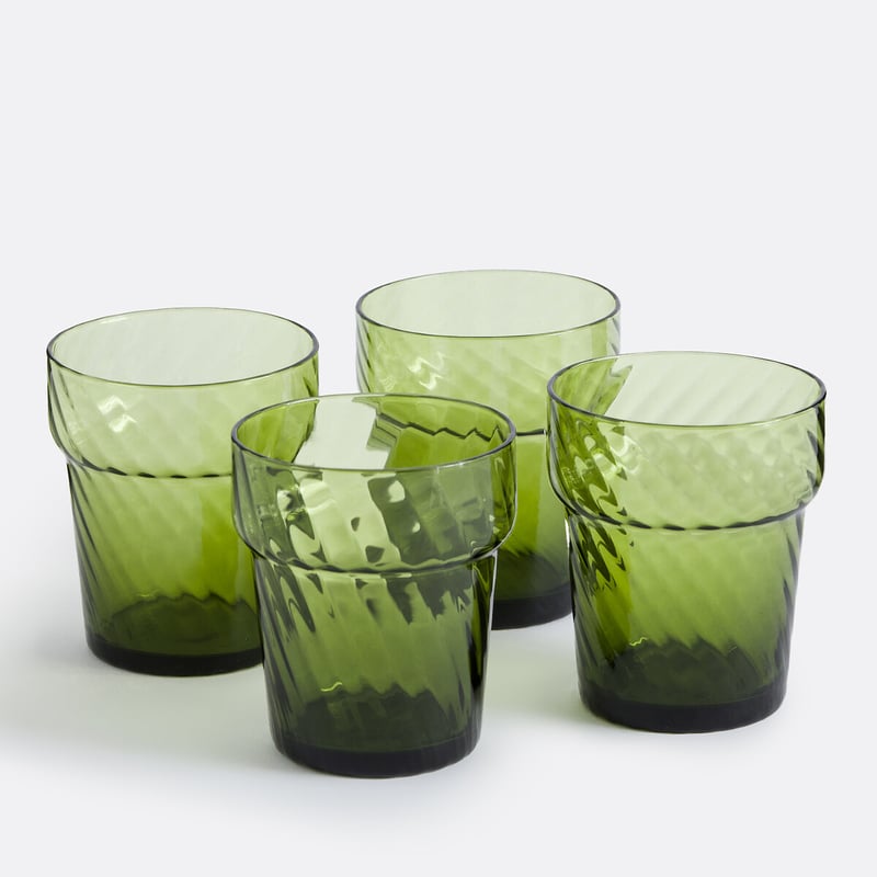 Set Von 4 Farbigen Gedrehten Wassergläsern, Jill