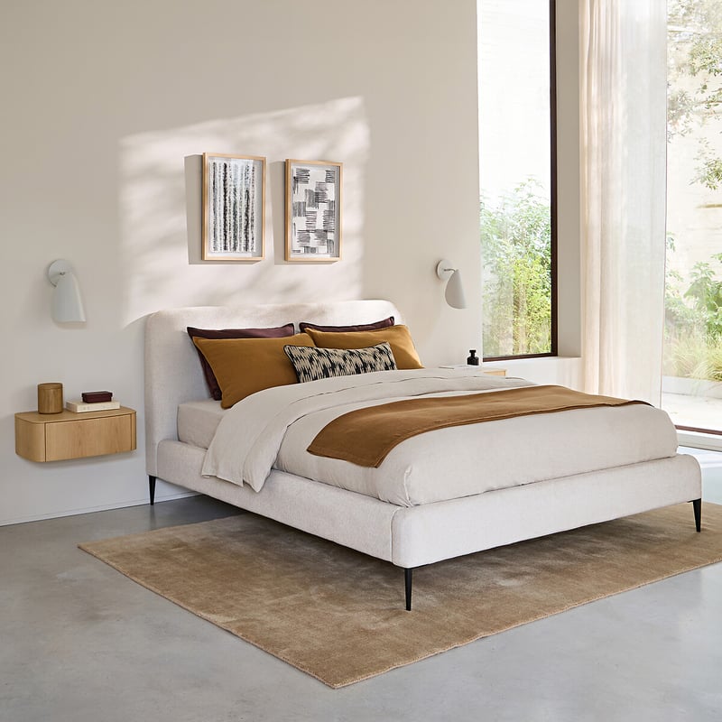 Emmanuel Gallina X Am.pm Bett Mit Boxspring, Aus Strukturiertem Stoff, Design Emmanuel Gallina, Oscar