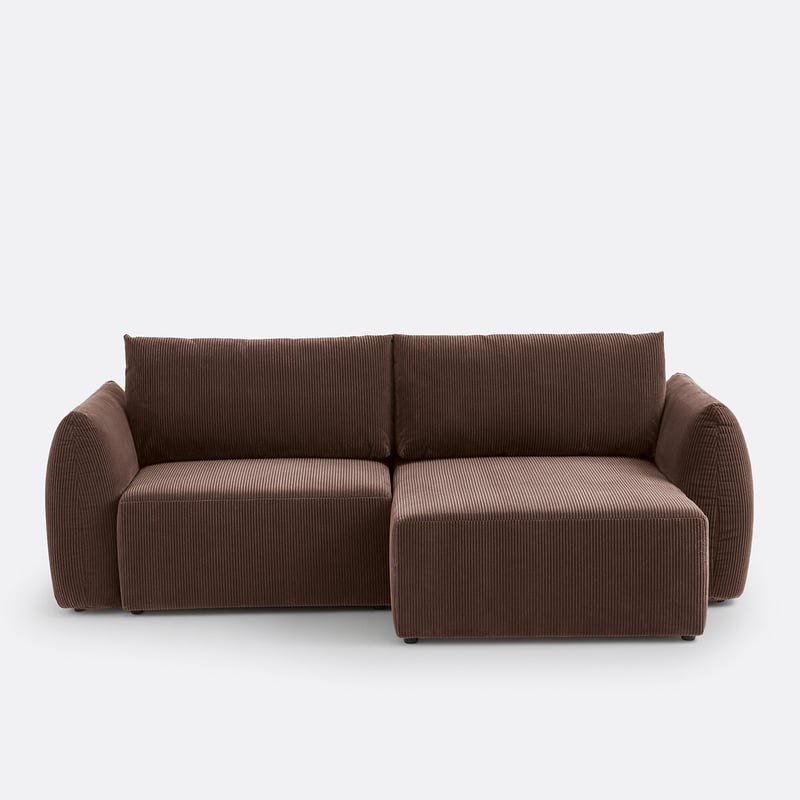 Eckschlafsofa Edith Mit Truhe, 3-sitzer, Aus Cord