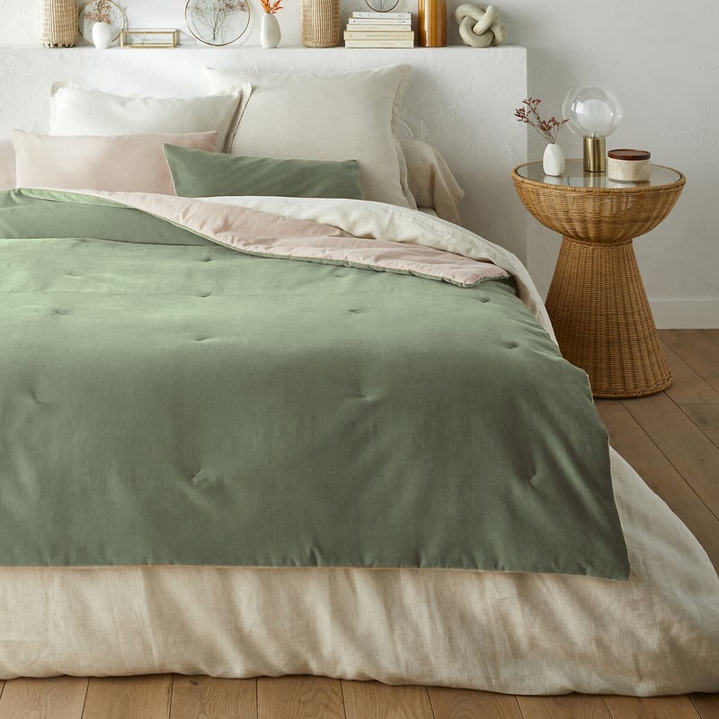 La Redoute Interieurs Gesteppte Tagesdecke Velvet, Baumwollsamt/leinen-mix Uni