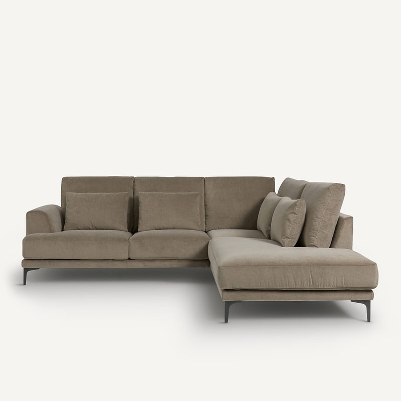Am.pm Geschlossenes Ecksofa Marsile Mit Ecke Rechts, Samt Stonewashed