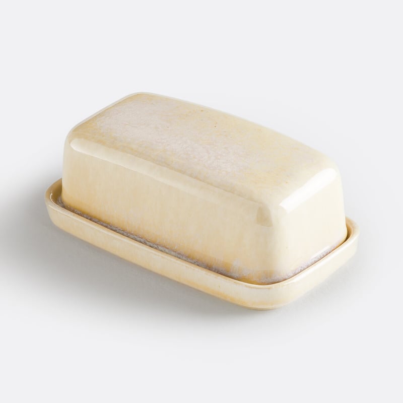 Butterdose Aus Steingut Mit Reaktiver Perlglanzglasur, Madlena