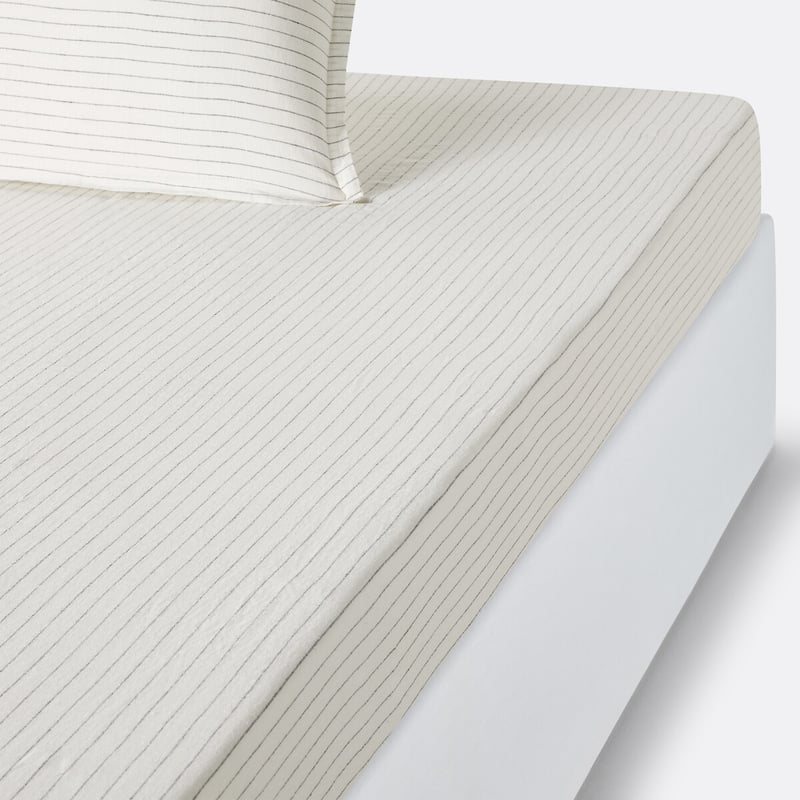 La Redoute Interieurs Fixleintuch Linot Rayé, Vorgewaschenes Leinen, Umschlag 35 Cm