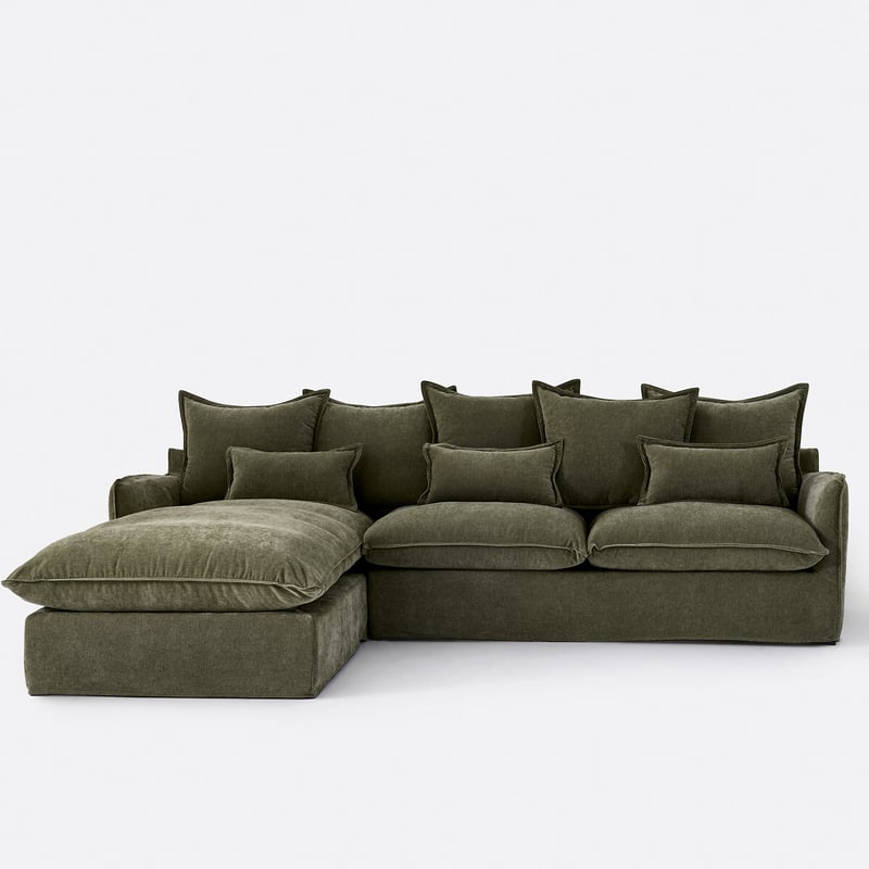 Ecksofa Odna Links, Mit Schlaffunktion Und Abnehmbarem Bezug, 4-sitzer, Polyester Meliert