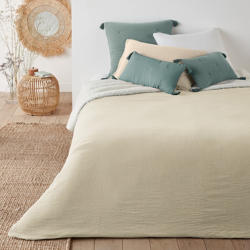 La Redoute Interieurs Tagesdecke Kumla Aus Teddyfleece & Musselin, Uni
