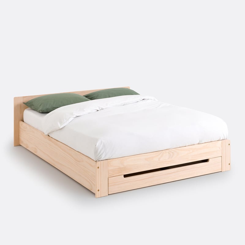 Bett Crawley Mit Lattenrost Und Schublade, Kiefer Massiv