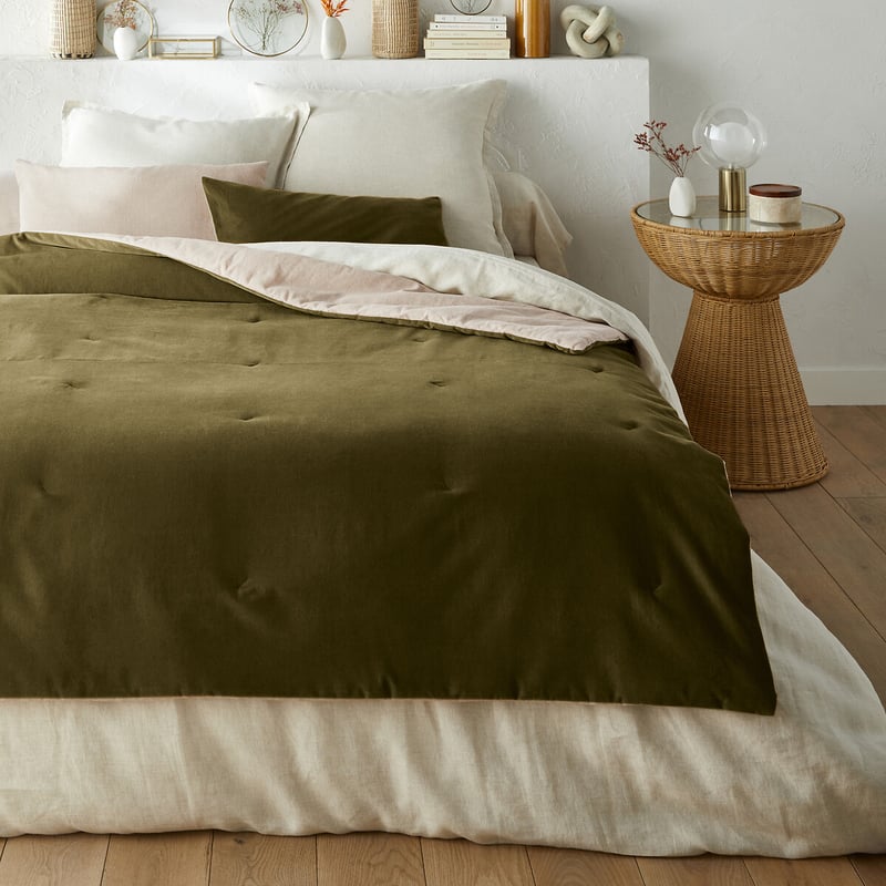 La Redoute Interieurs Gesteppte Tagesdecke Velvet, Baumwollsamt/leinen-mix Uni
