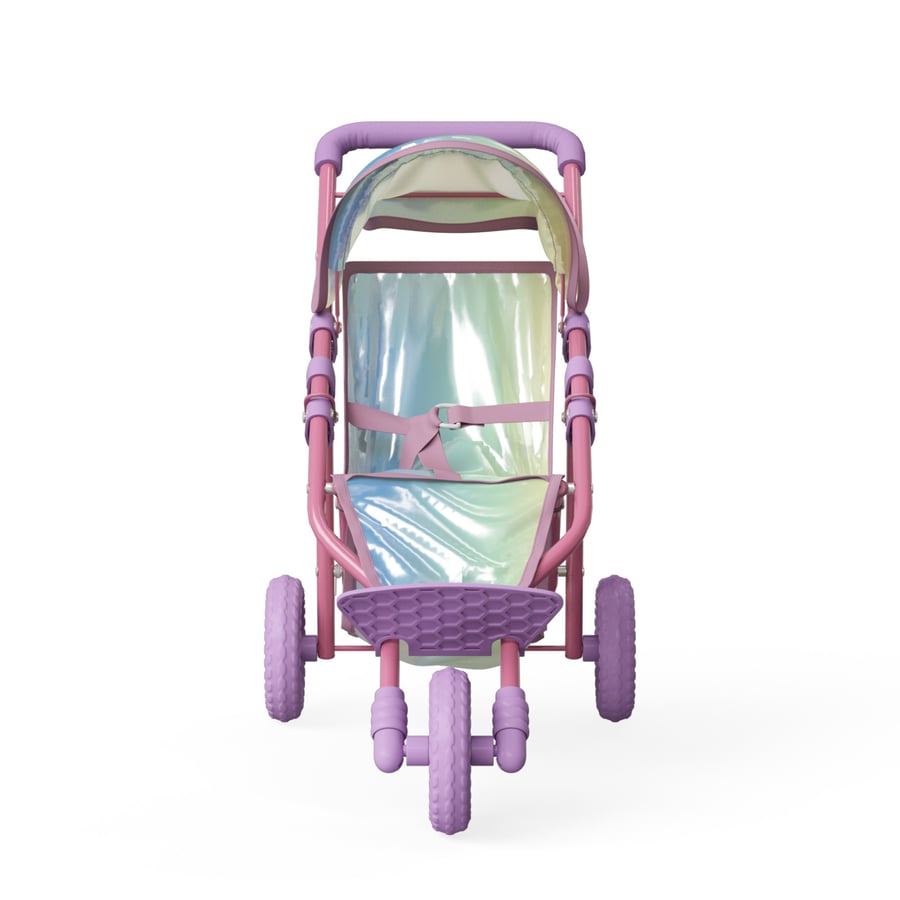 Ensemble Poussette De Poupée Pliable Avec Poupée Bébé Posable Aux Grands Yeux - Idéal Pour Enfants