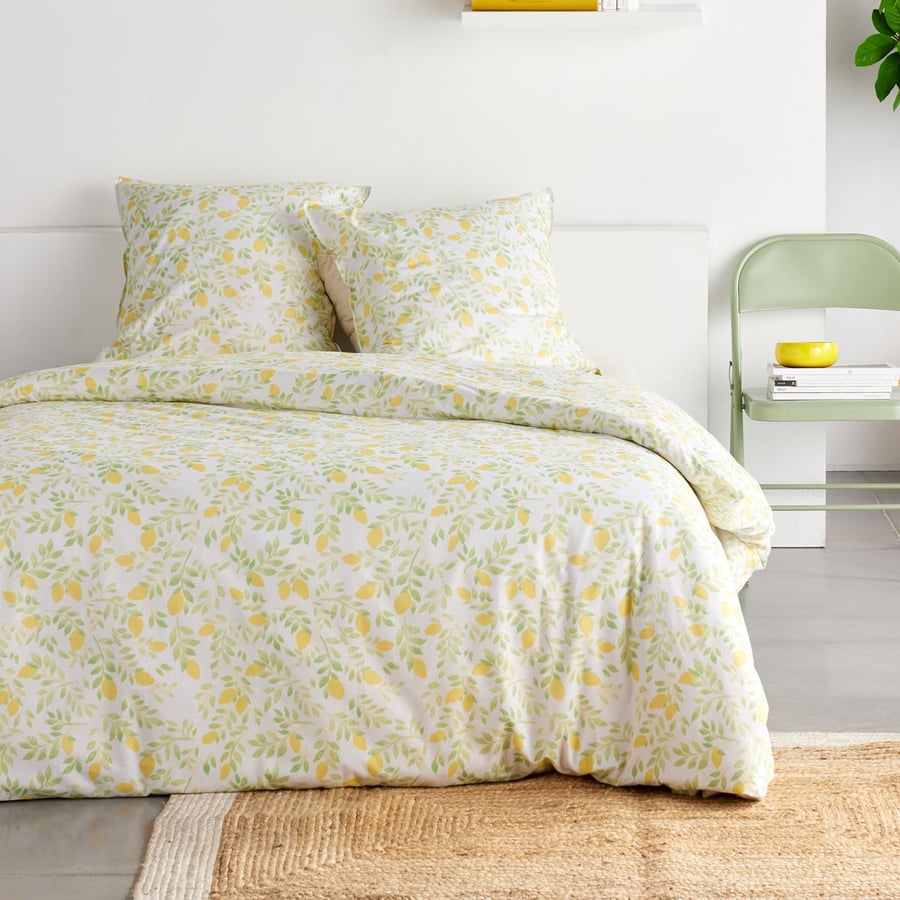Parure de lit en coton réversible - Sunshine - l 220 x L 240 - Imprimé fleur - Maison
