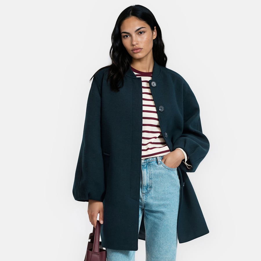 Balloon sleeve bomber collar coat La Redoute Collections | La Redoute