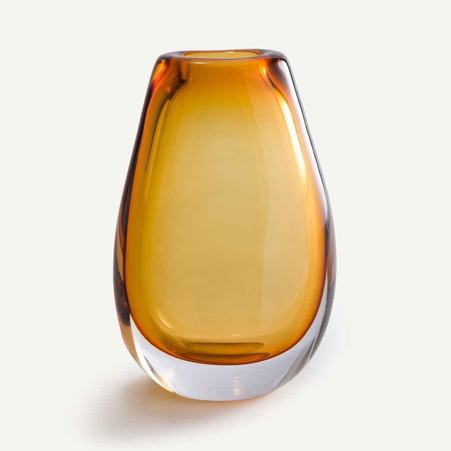 Grand Vase en verre marbré, soufflé bouche. Signé La Rochère France