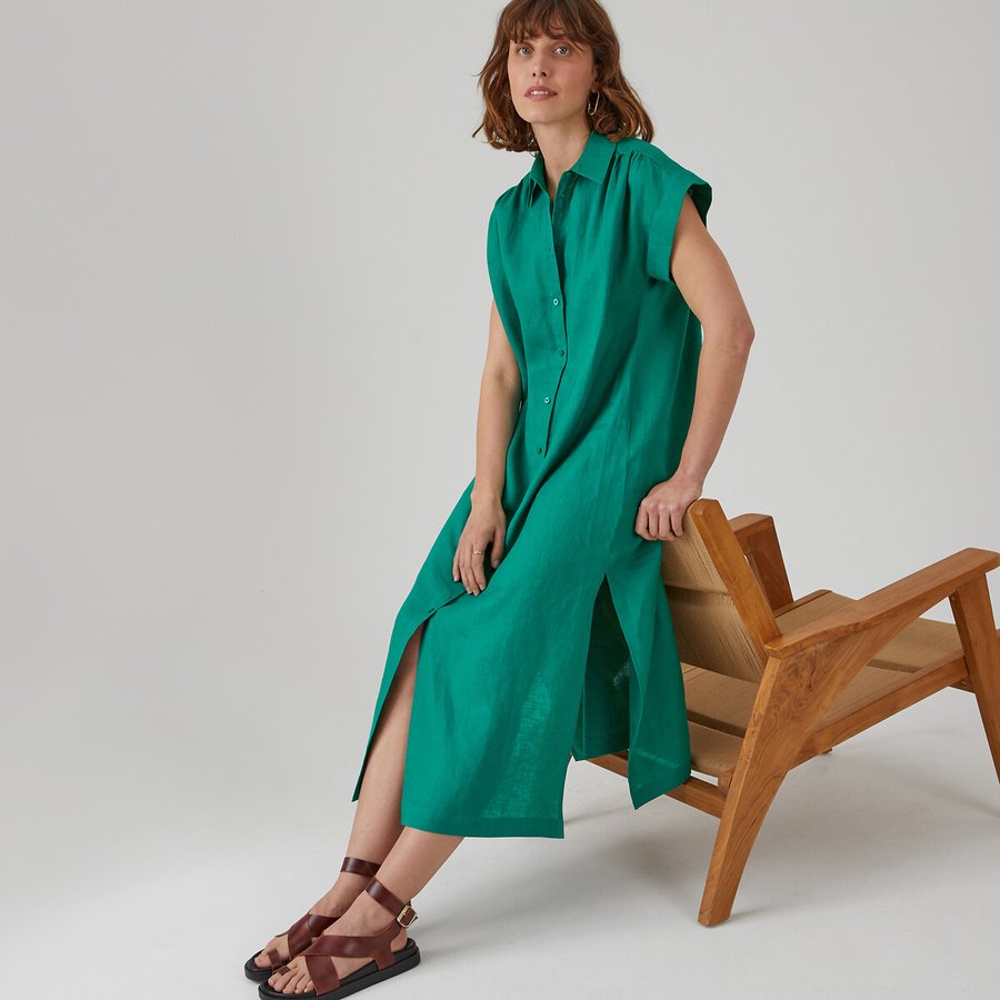 Midi linen shirt-dress La Redoute Collections | La Redoute