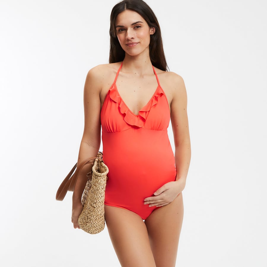 Maillot De Bain 2 Pièces Tankini Maternité Pour Femmes Enceintes - Bikini Grossesse Col V Couleur Unie