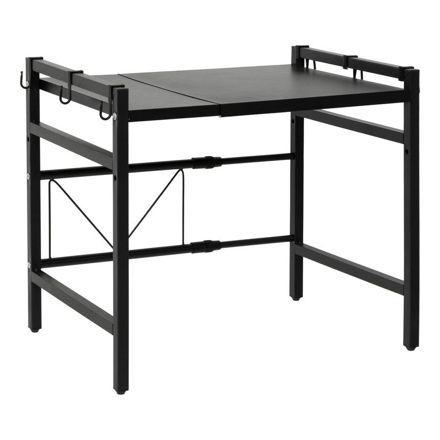 Support Mural Pliable Pour Micro-ondes – Étagère Extensible 23-40 Cm, Charge 35 Kg, Acier Noir Robuste
