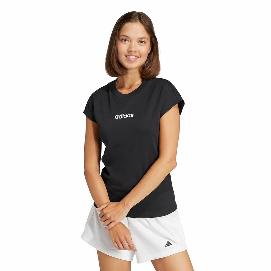 Slim fit t-shirt, essentials logo, black, Adidas Sportswear | La