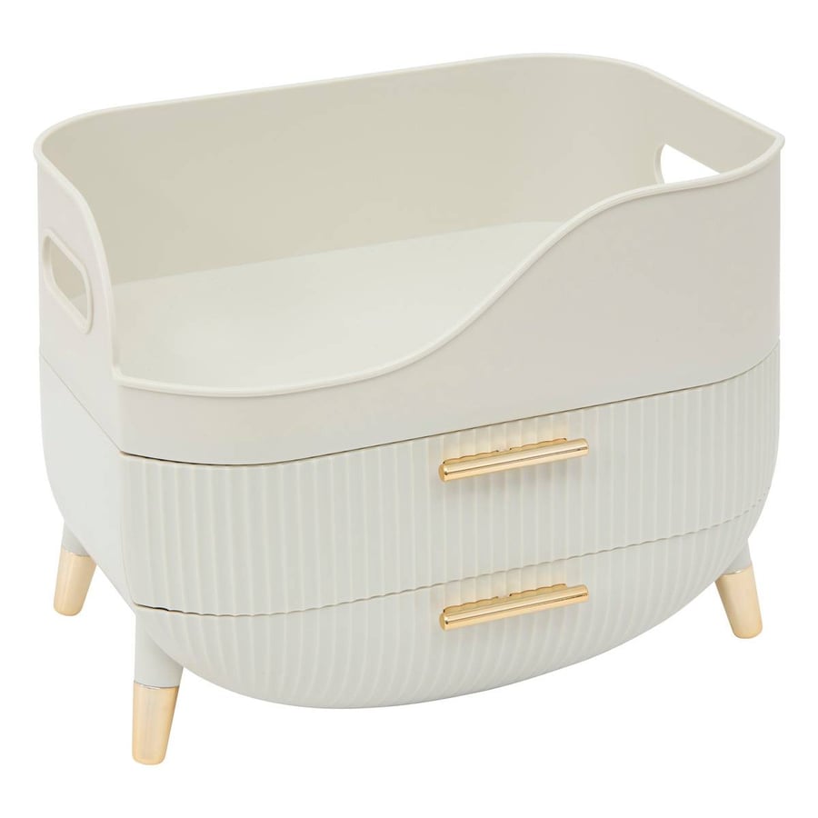 Seasboes Organiseur Bureau Bois 5 Compartiments Blanc - Boîte Rangement Multifonction Bureau Salon