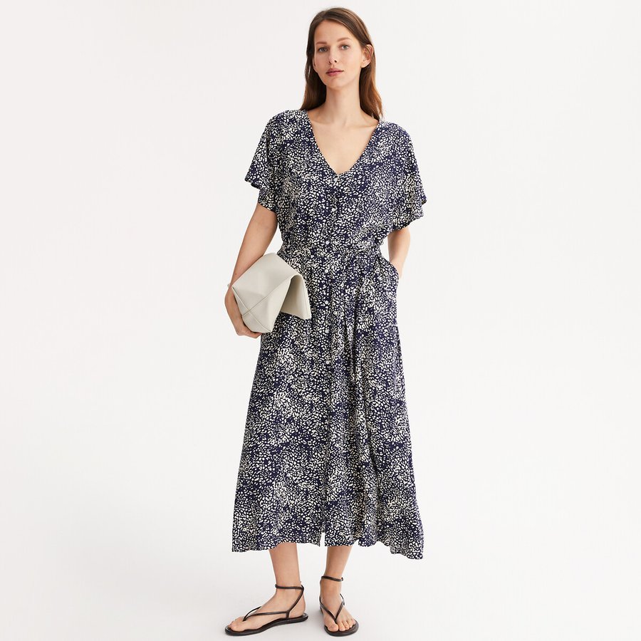 ROBE FLORALE NEUVE Anthropologie Chanler bleu poulain violet L