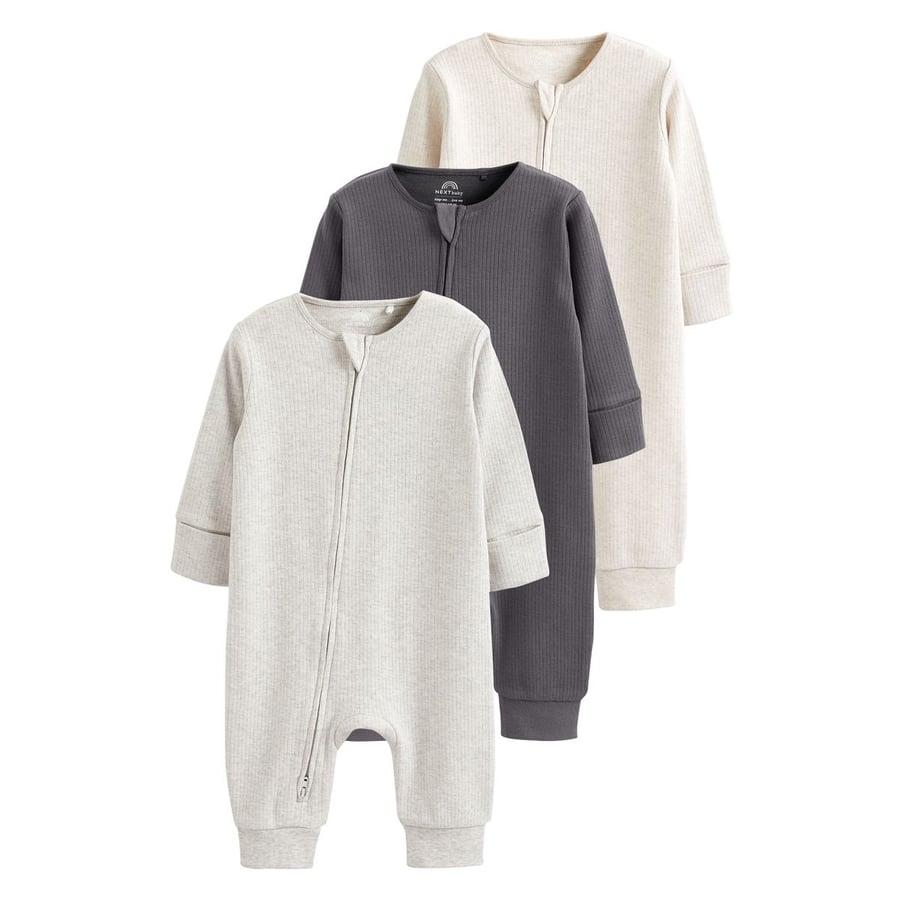 Lot De 3 Dors-Bien Bébé Zèbre 100% Coton NEXT - Gris 1 Mois